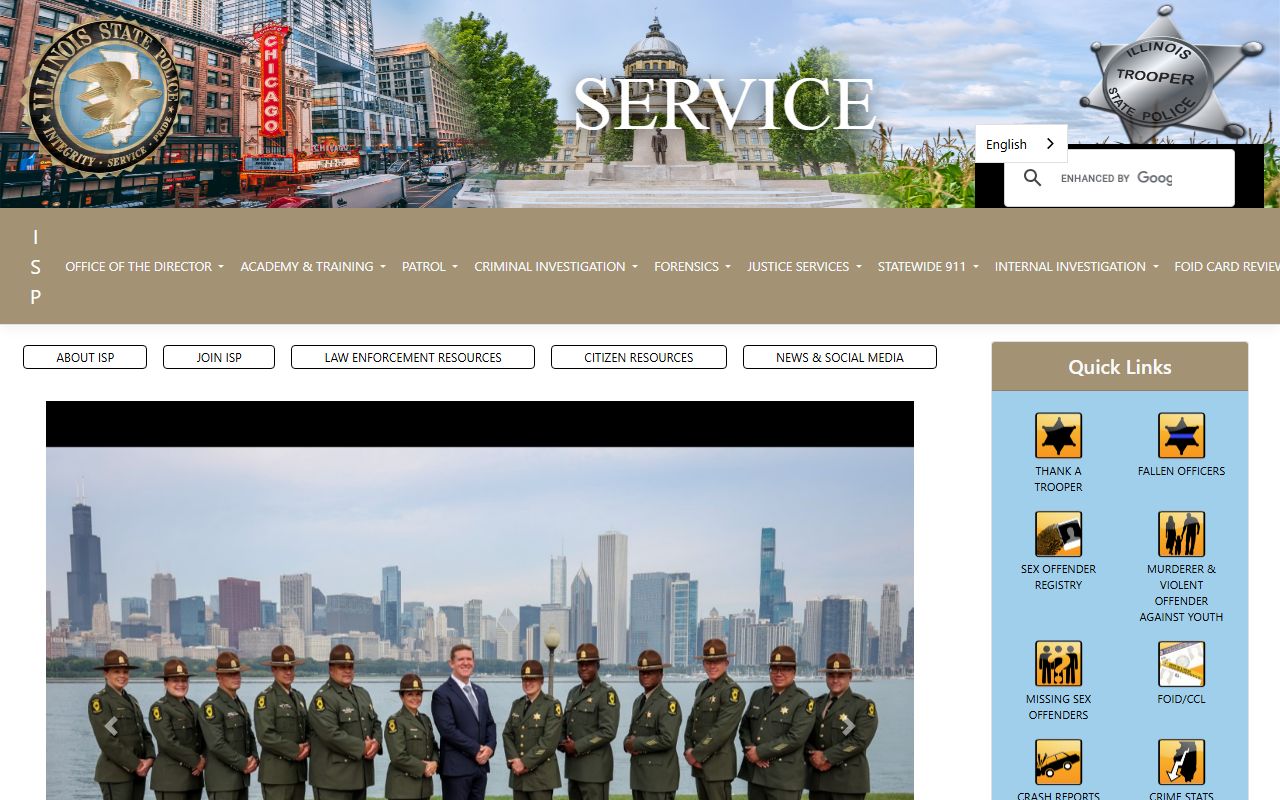 Illinois State Police homepage with background check resources